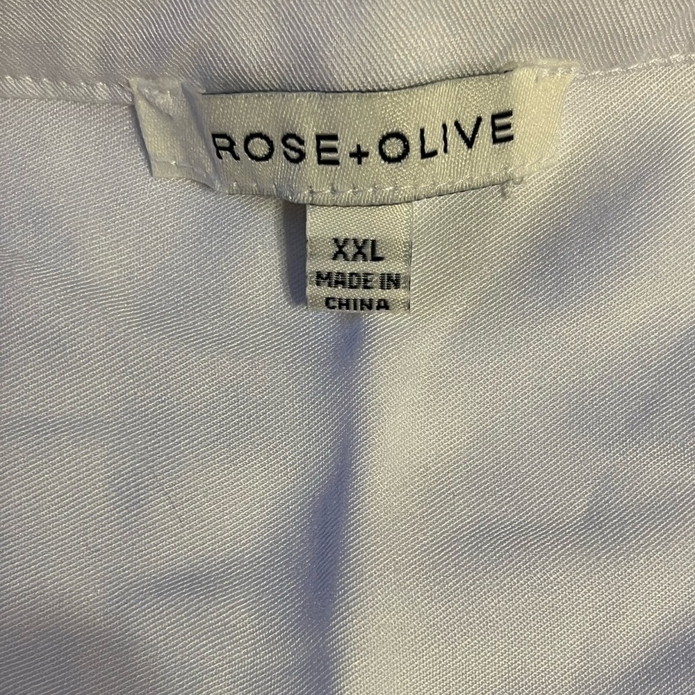 Rayon White Button-Down High Low Blouse XXL - Picture 4 of 6